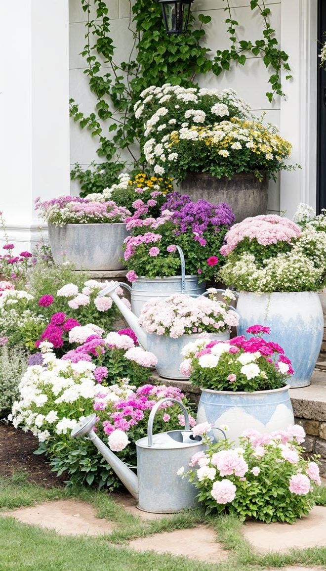 20. Shabby Chic Front Yard with Watering Can Accents - photo 3