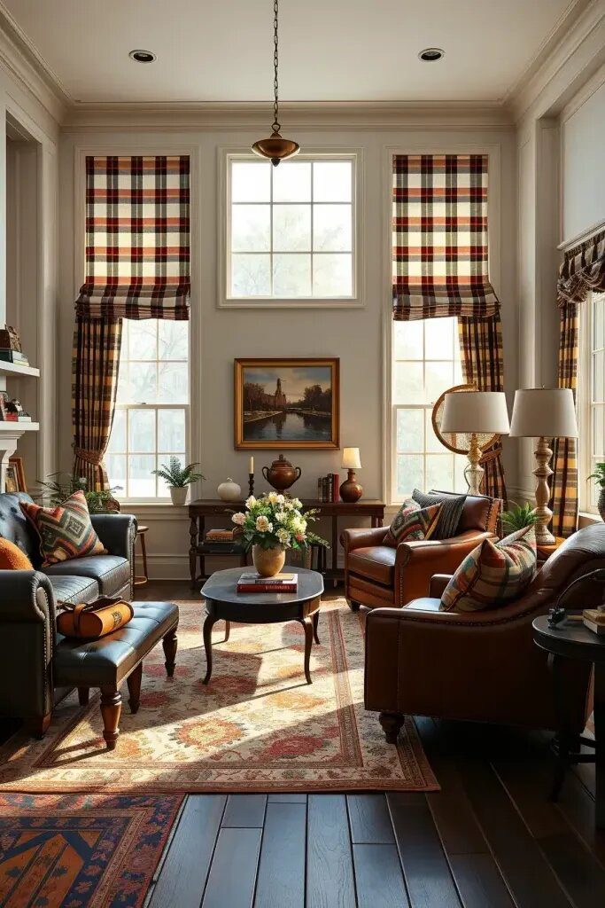 Using Plaid and Checks in Living Room Style