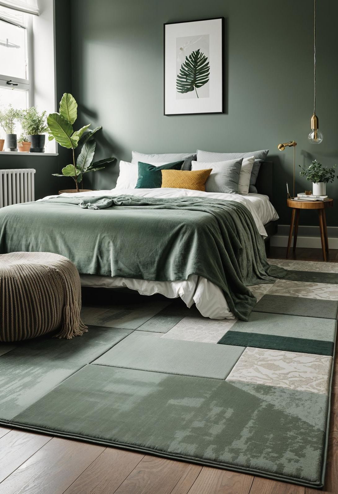 18. Sage Green Rugs on Grey Floors