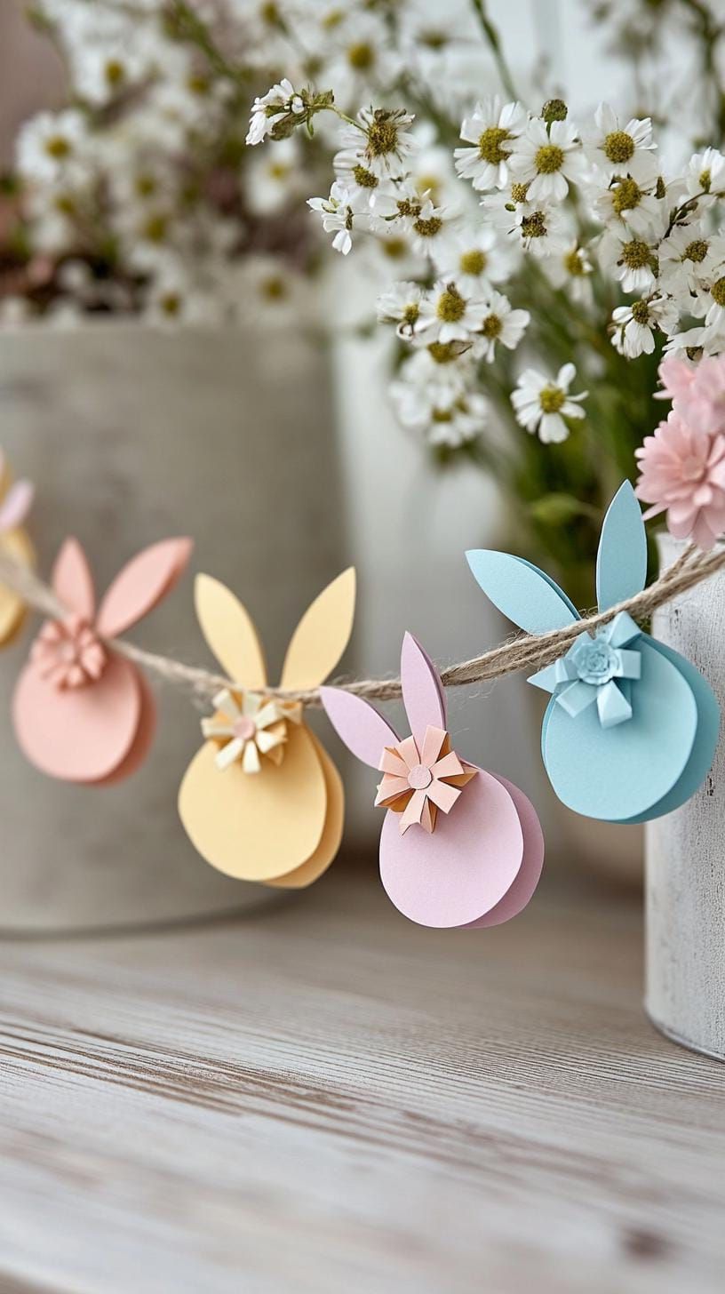 16. Pastel Bunny Garland Made With Twine - photo 2