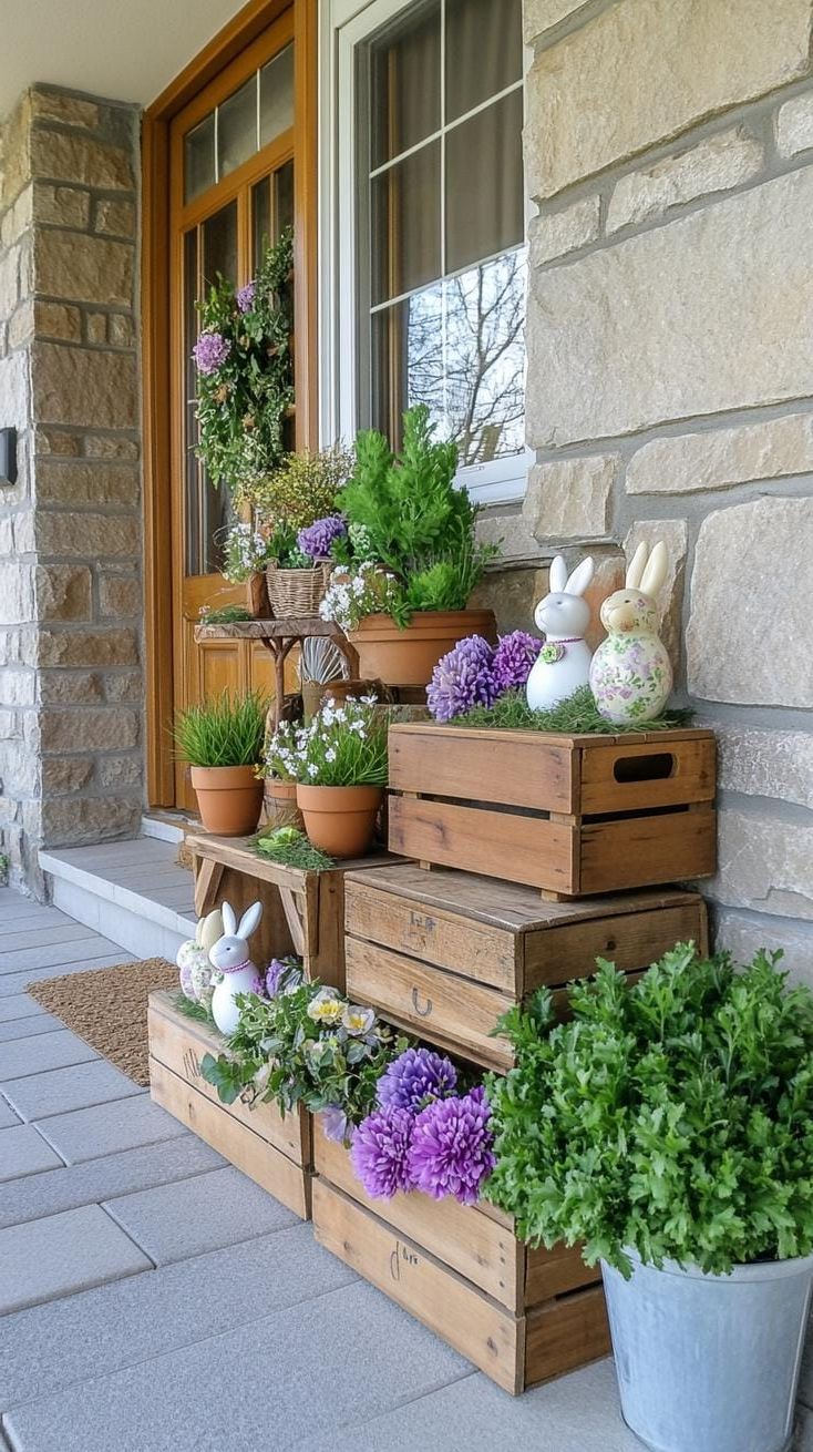 7. Whimsical Easter Porch Display