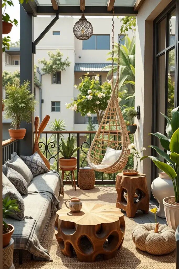 Mixing Wicker, Wood, and Metal Accents