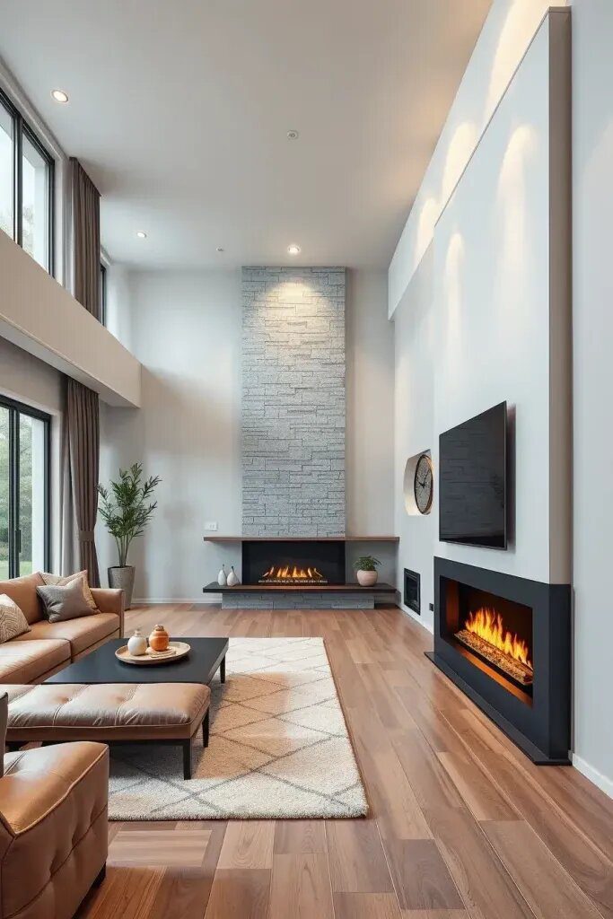 Contemporary Fireplaces Ideas for Narrow Areas