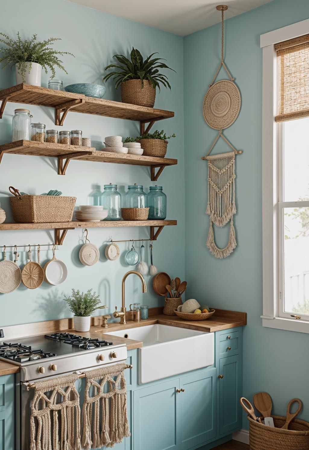 3. Coastal Boho Kitchen Ideas