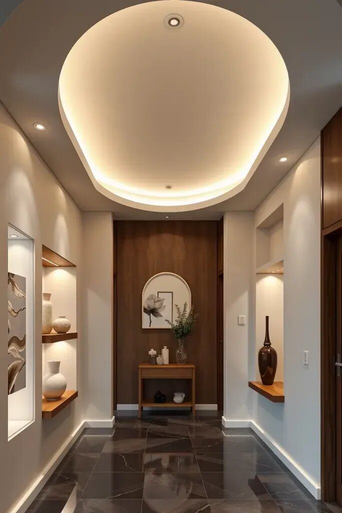 Soft-Glow Hallways With Curved Ceilings