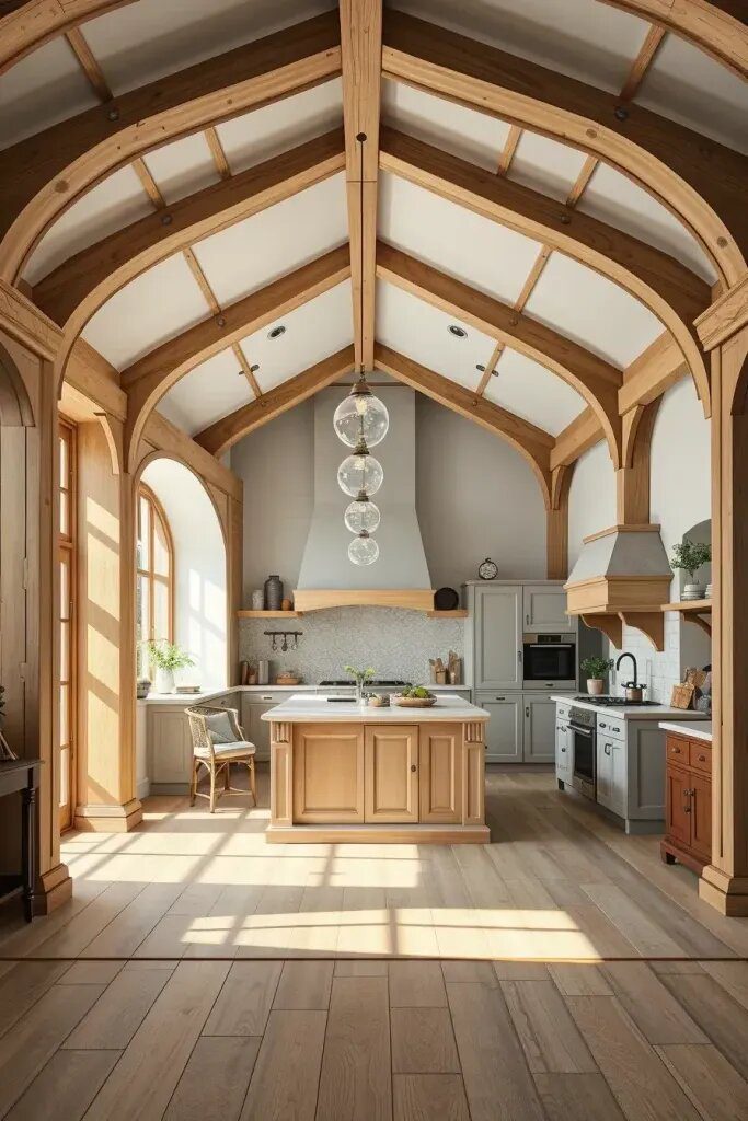 Warm Wooden Frames Around Soft Archways