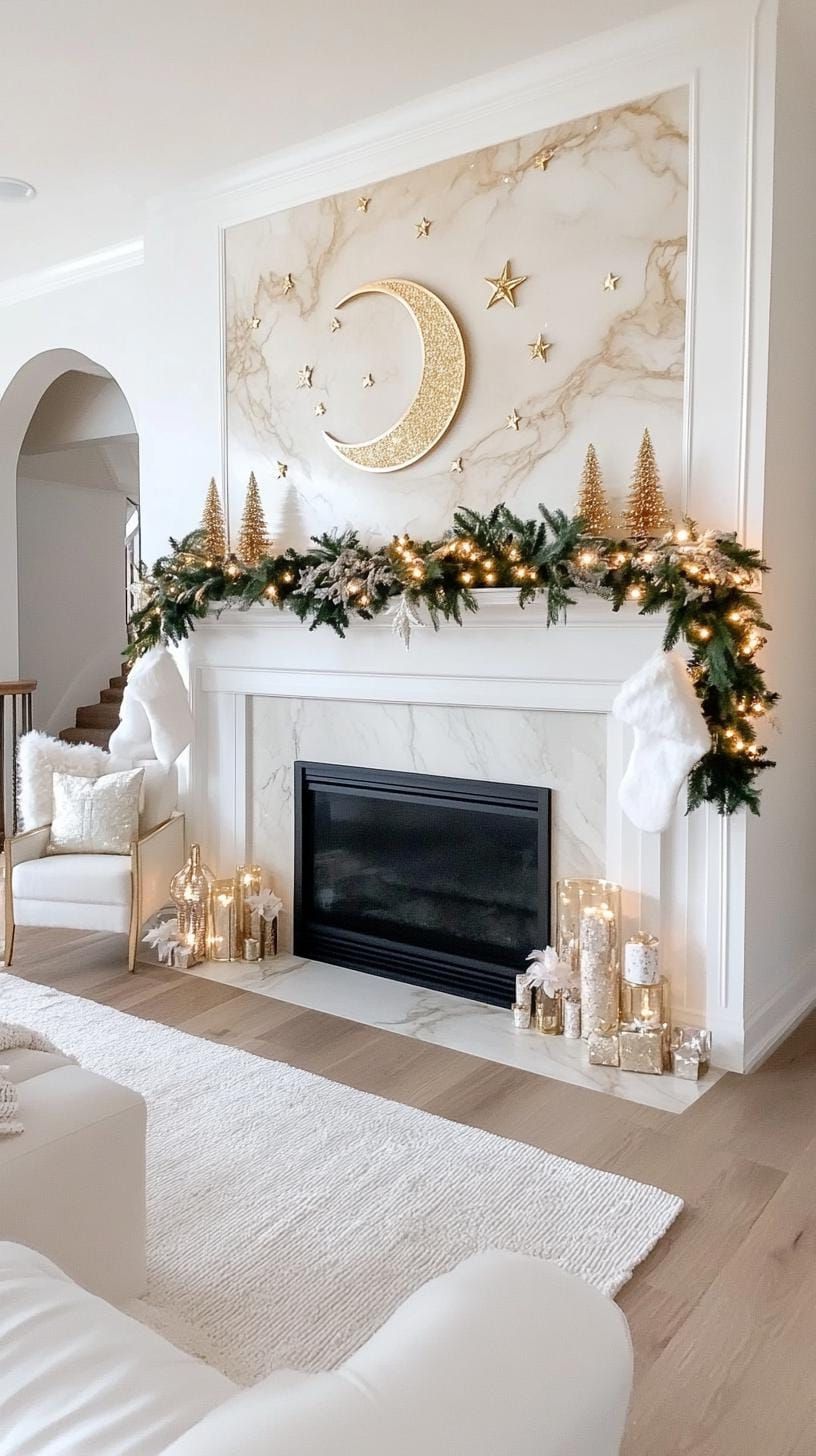 19. Celestial Winter Mantle Decor Ideas