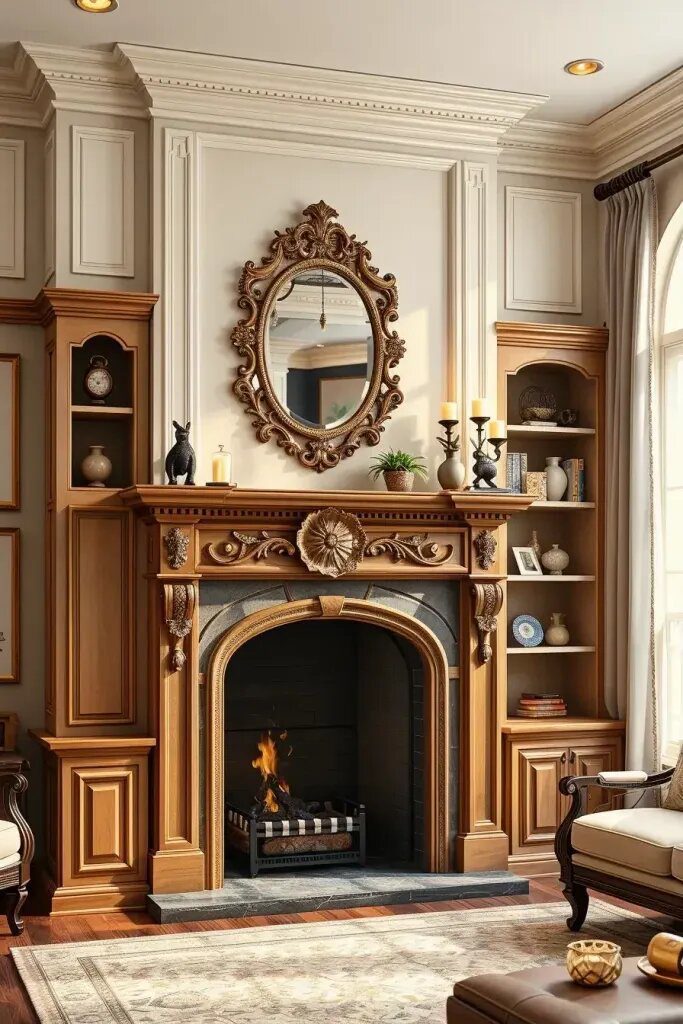 Carved Fireplaces and Mantel Details