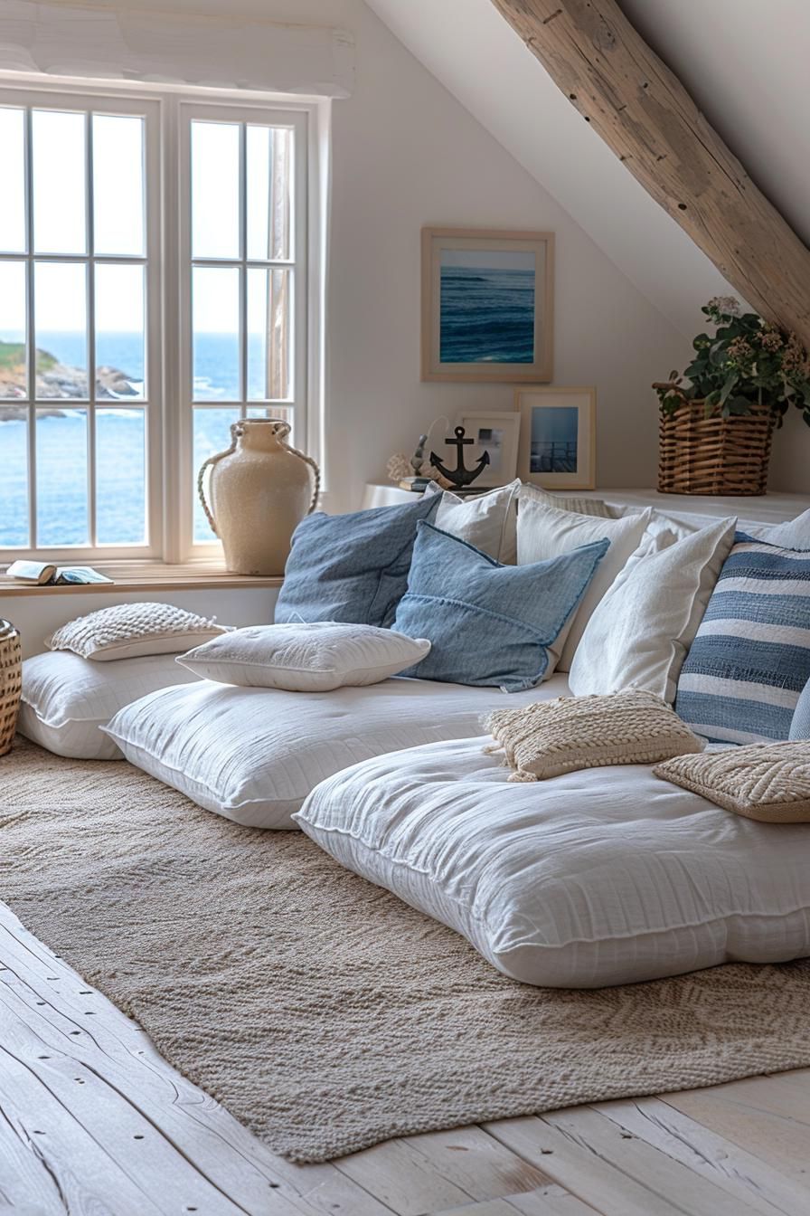 20. Casual Coastal Floor Cushions