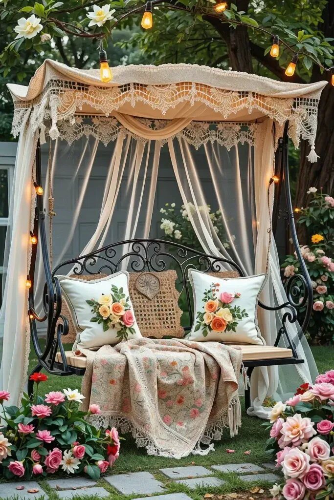 Lace Swing Benches for Romantic Canopy Dates