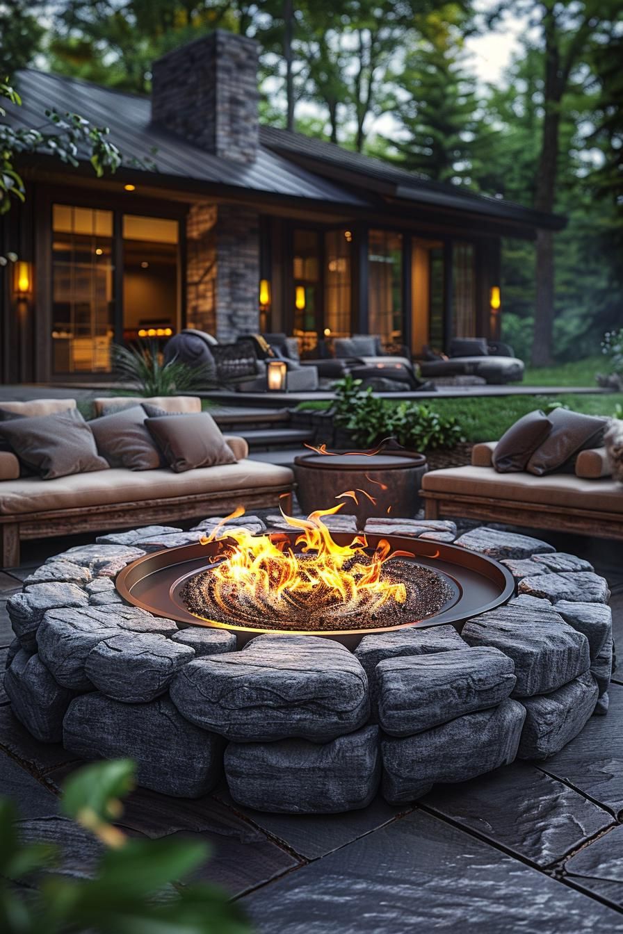 2. Natural Stone Fire Pit Ideas