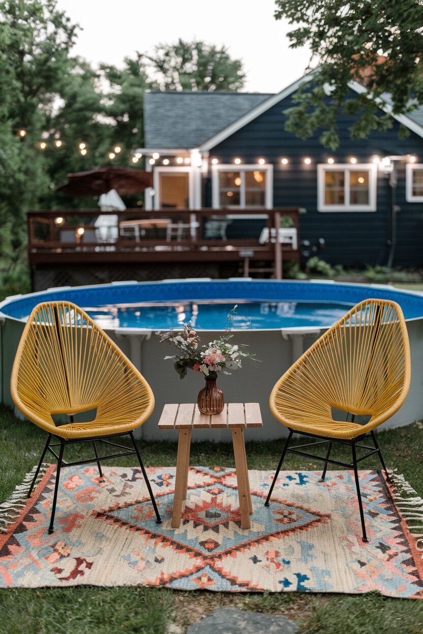 12. Add an Outdoor Rug and Cute Furniture