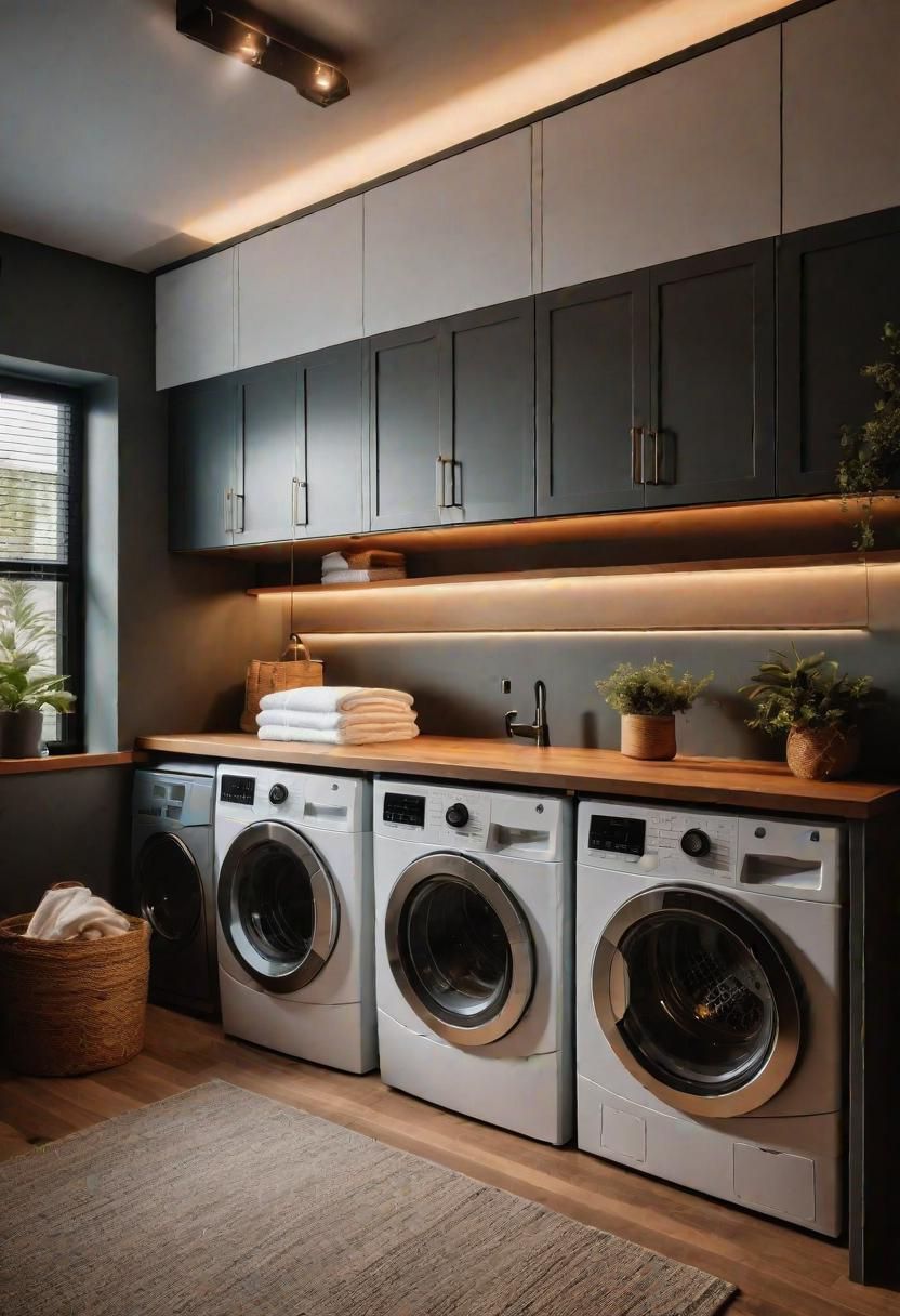 15. Illuminated Overhead Laundry Room Cabinets