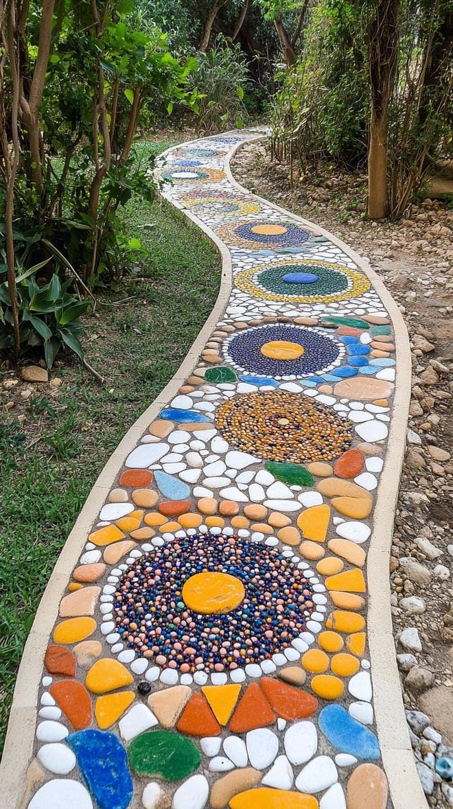 21. Pebble Mosaic Garden Designs