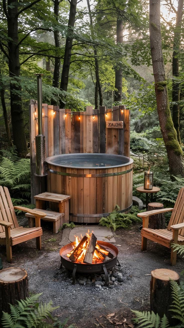 15. Rustic Hot Tub and Fire Pit in the Forest – Perfect for Relaxing - photo 3