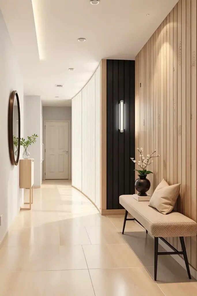 Vertical Wood Slats to Widen a Hallway - photo 3