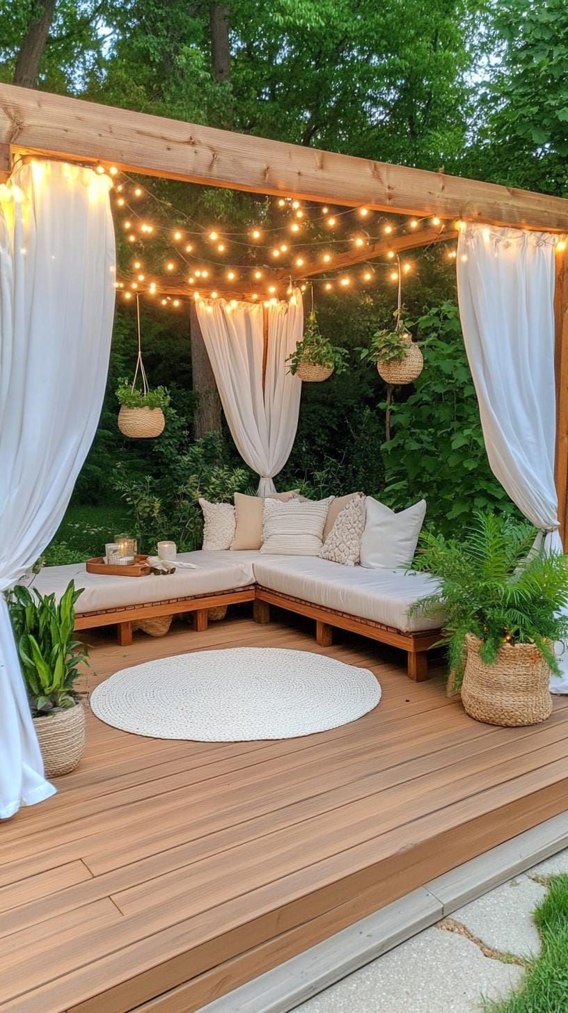 11. Deck with White Curtains and Fairy Lights - photo 2