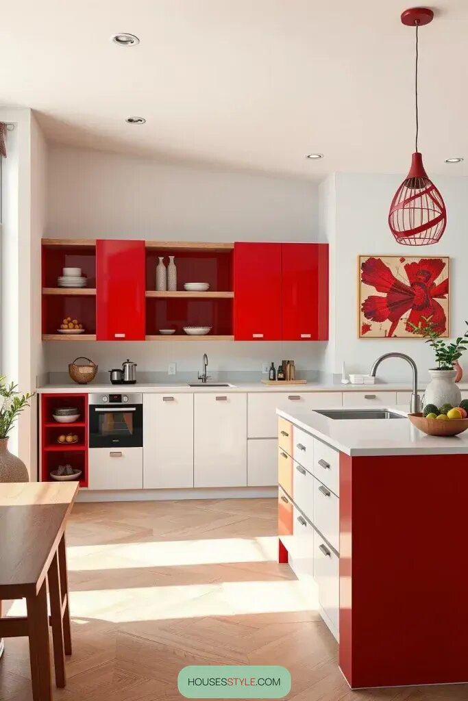 5 Minimalist Kitchens with a Red Accent