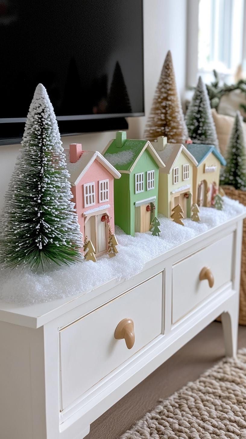 6. Retro TV stand with bottle brush trees and faux snow - photo 2