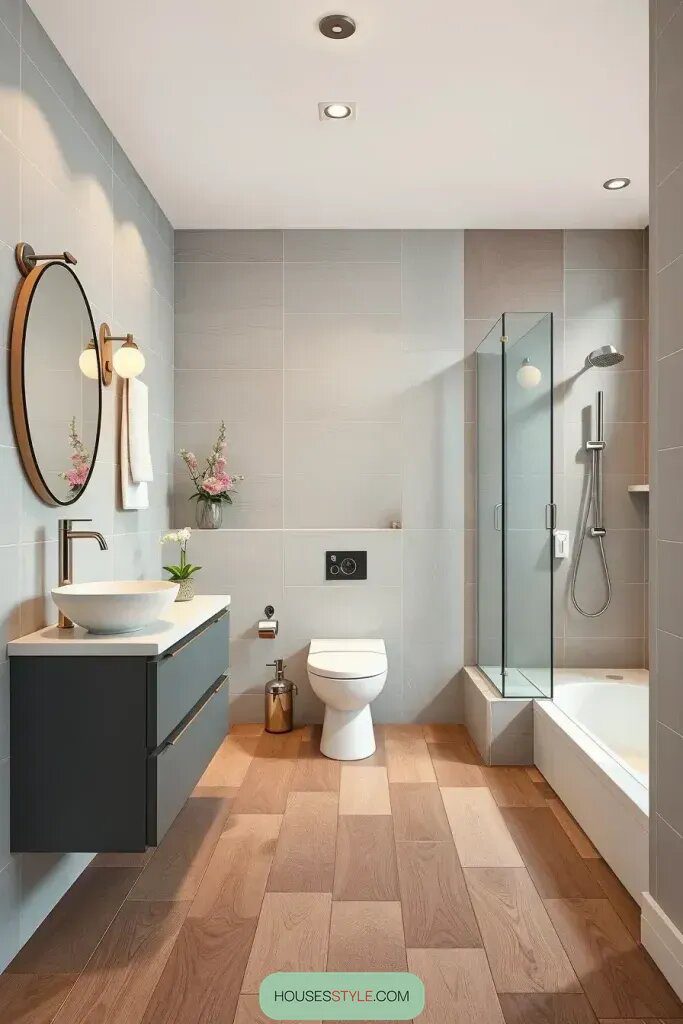 Matte Wood Tile for a Natural Bathroom Feel