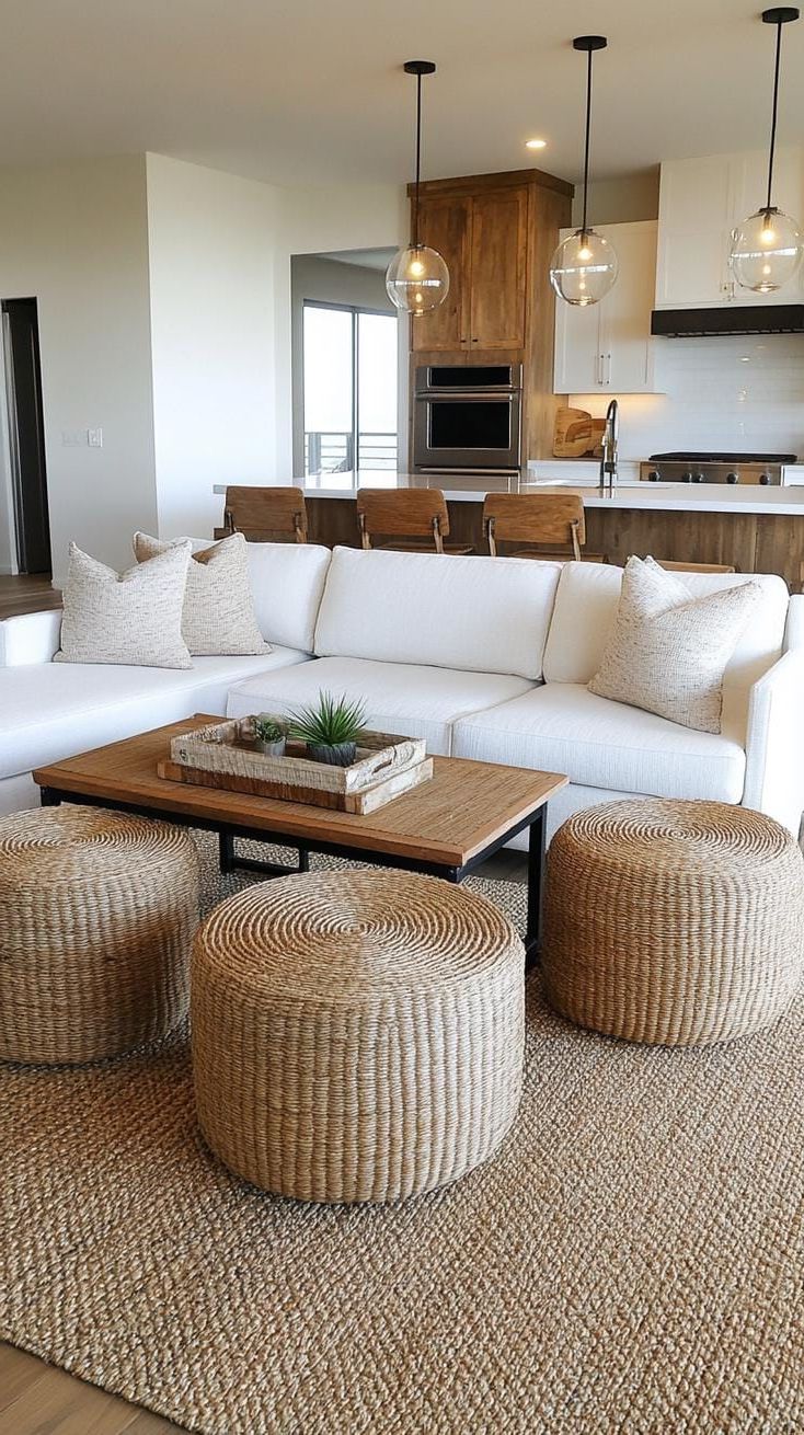 6. Woven Rattan or Seagrass Poufs Seating - photo 3
