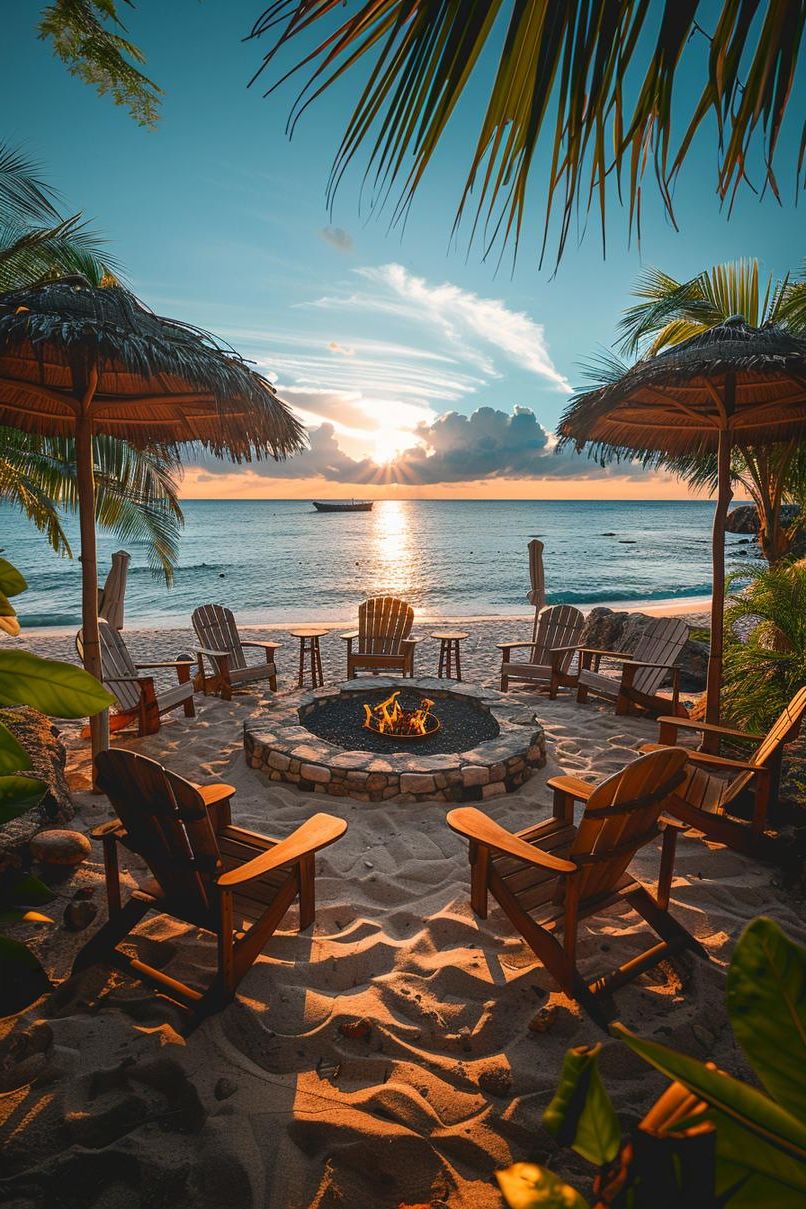 11. Beachfront Retreat with Sand and Fire