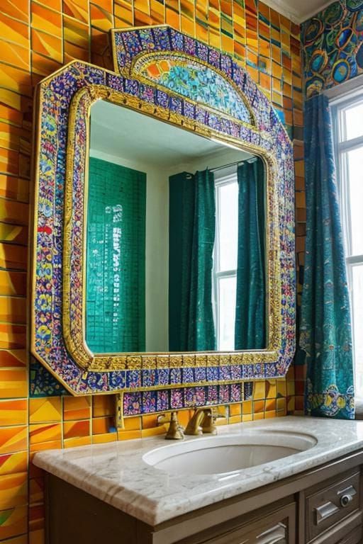 10. Mosaic Tile Framed Mirror