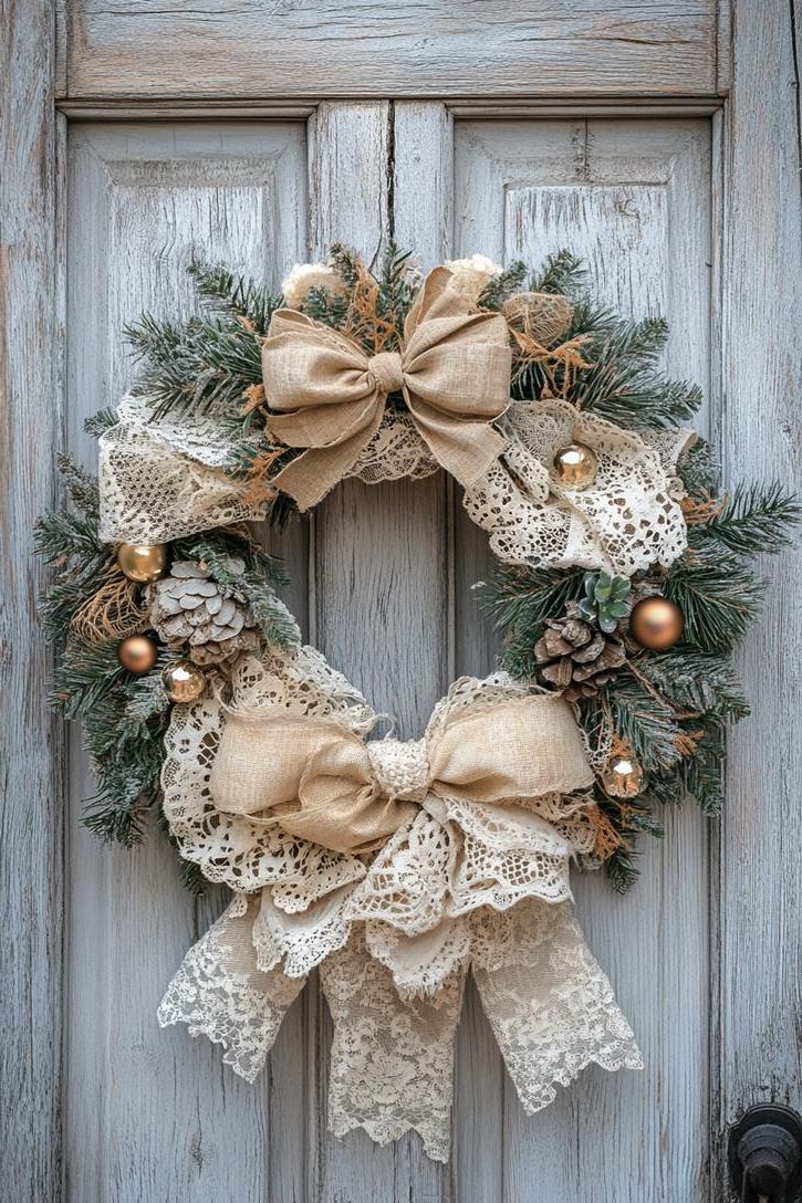 8. Rustic Boho Christmas Wreaths - photo 3