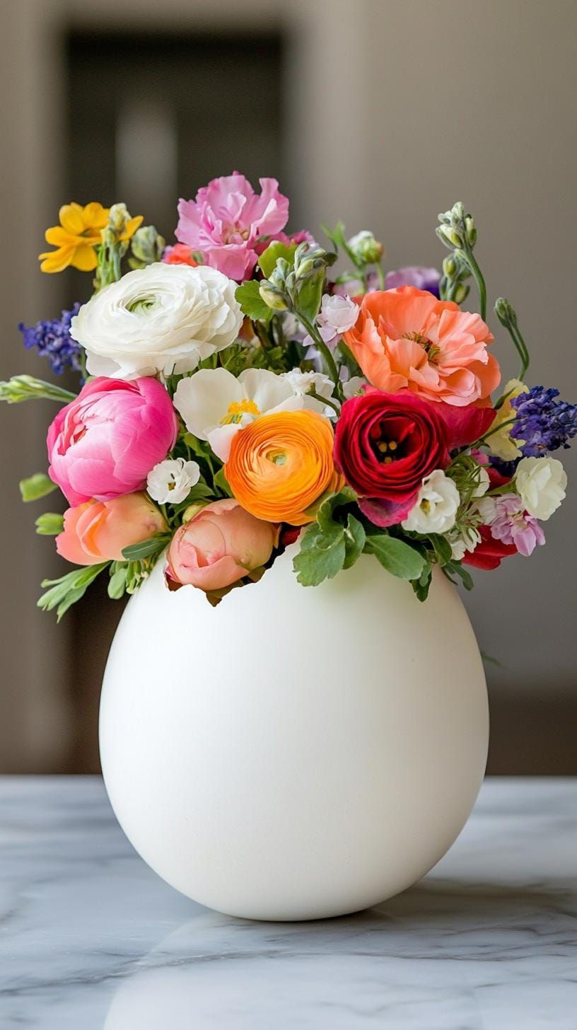 16. Flowers Arranged In A Hollowed Egg Shell - photo 2