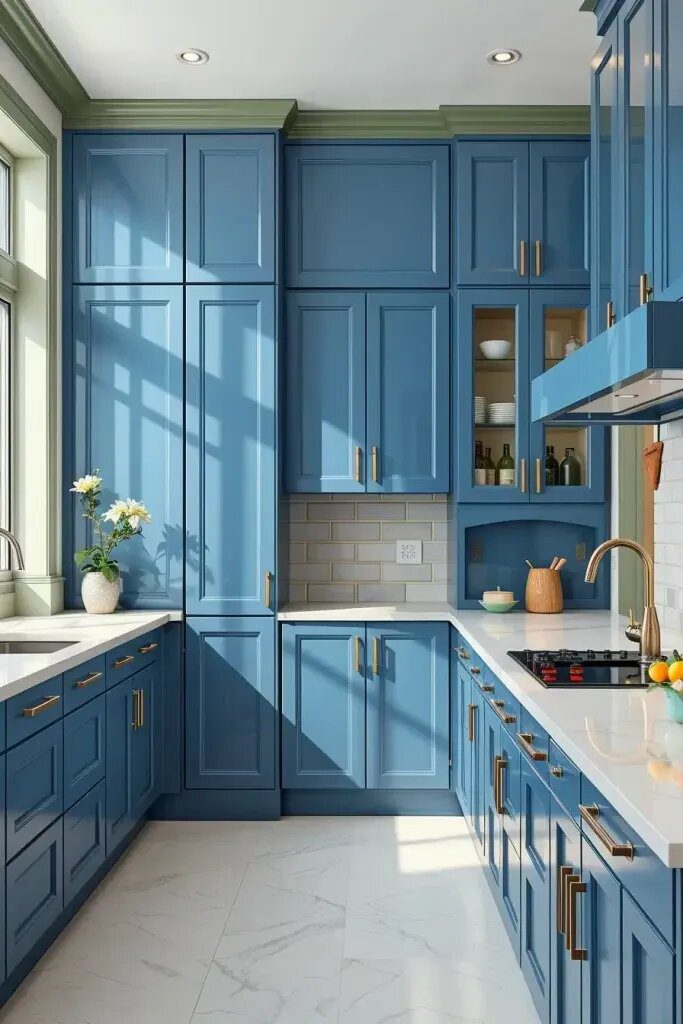 Blue Cabinets with Earthy Sage Touches - photo 2