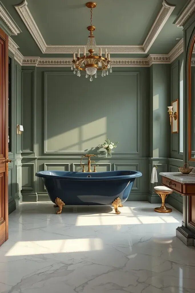Deep Blue Tubs Set Against Sage Walls - photo 2
