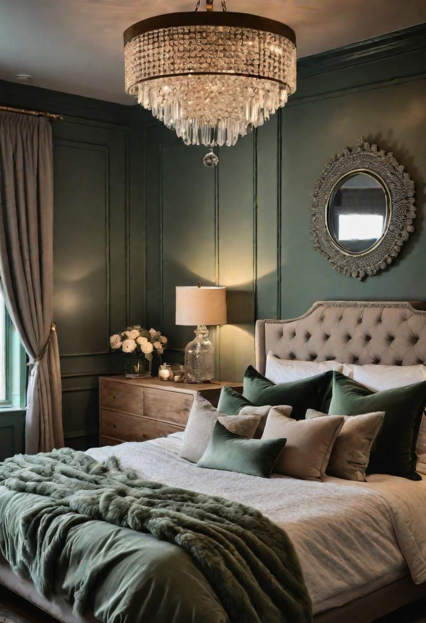 11. Glamorous Sage Green Bedroom Look