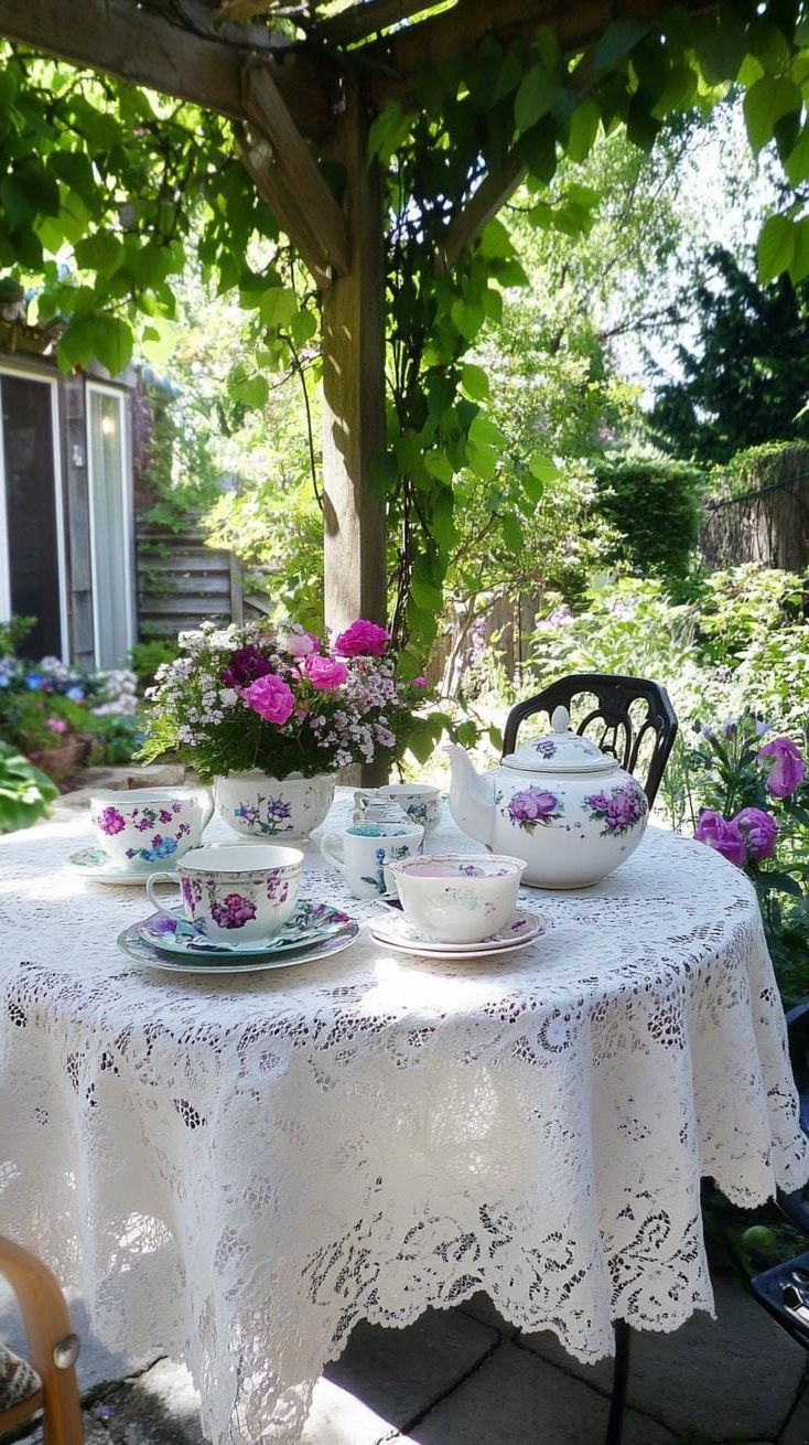 24. A Lace-Trimmed Tea Spot in the Garden