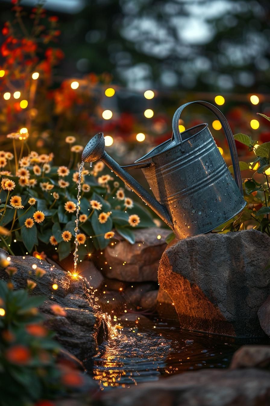 14. Fairy Lights in Watering Cans