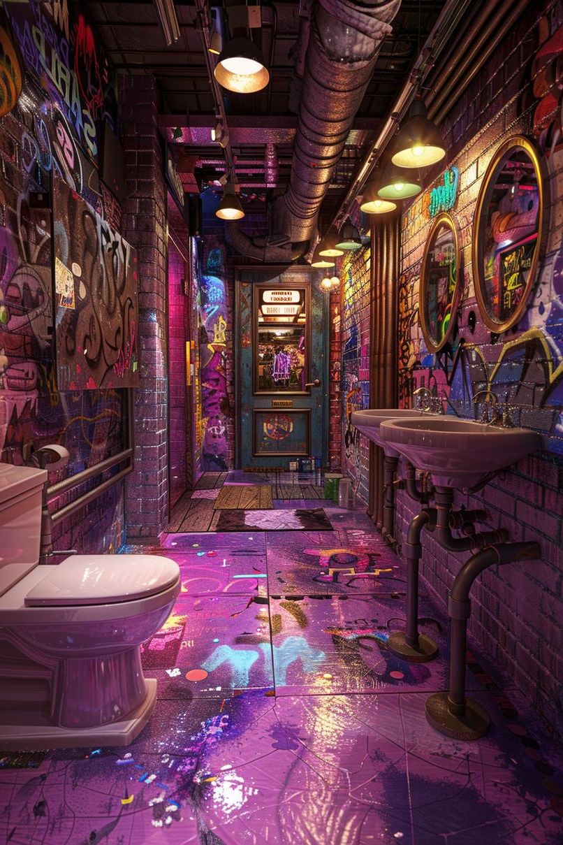 19. Bold Rebel Chic Bathroom Style