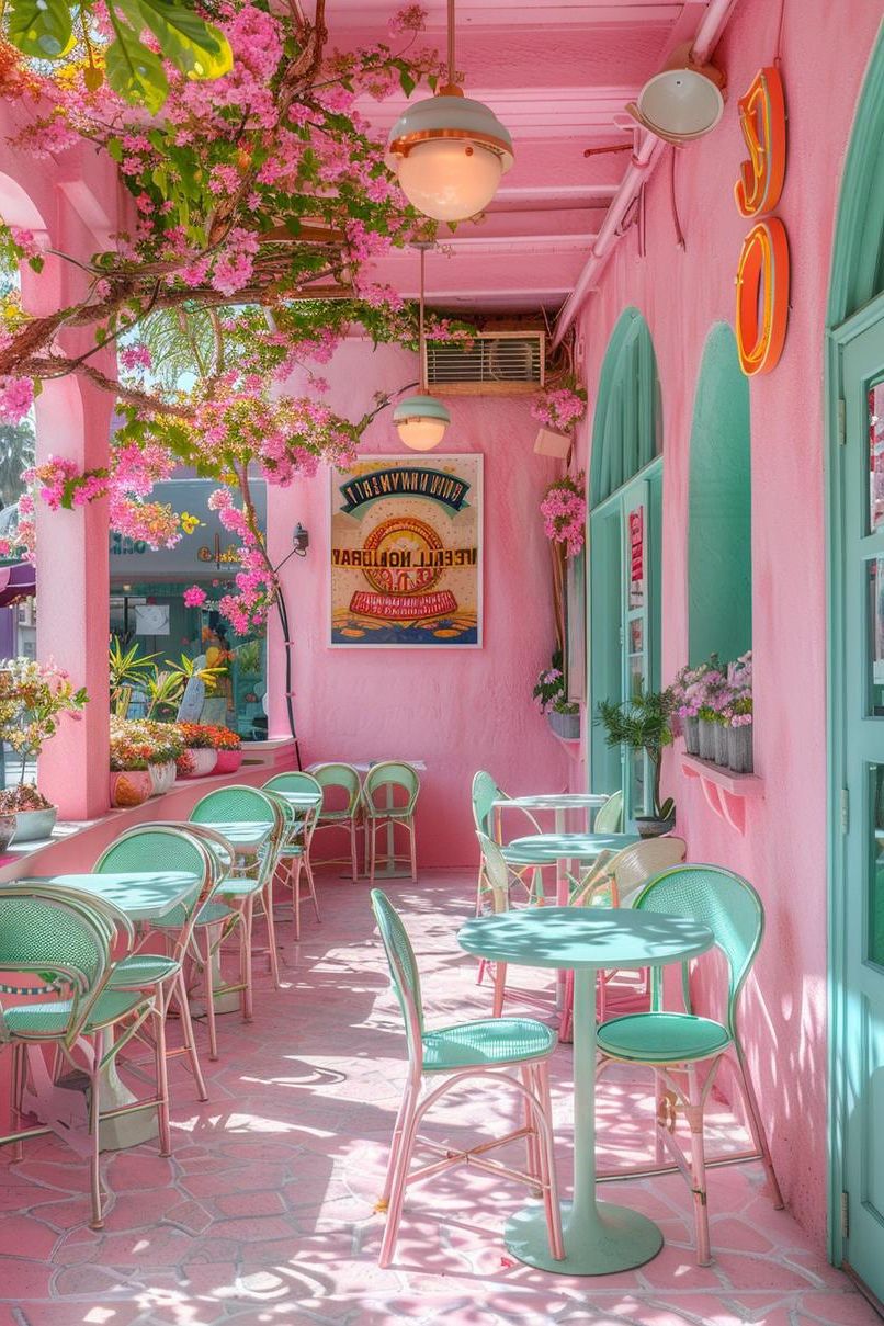 10. Whimsical Pink Concrete Patio Look