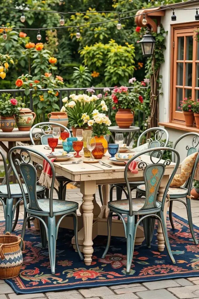 Bold Color Accents For Outdoor Dining Areas