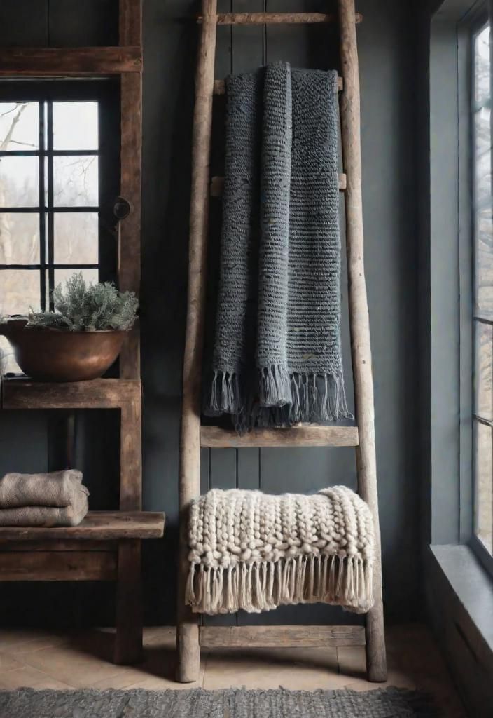 9. Antique Wooden Blanket Ladder