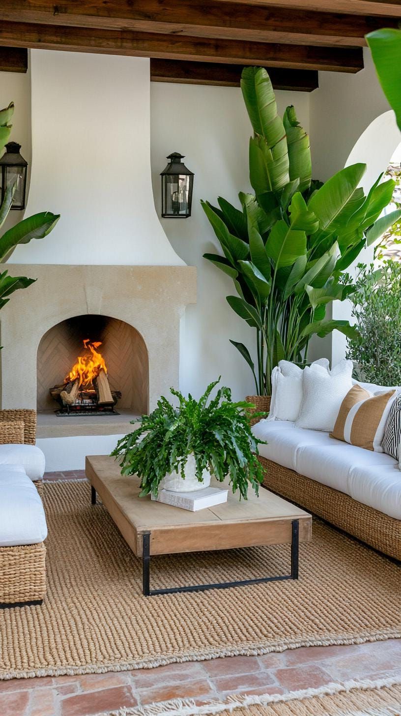 31. Covered Patio with Fireplace and Cozy Sofas