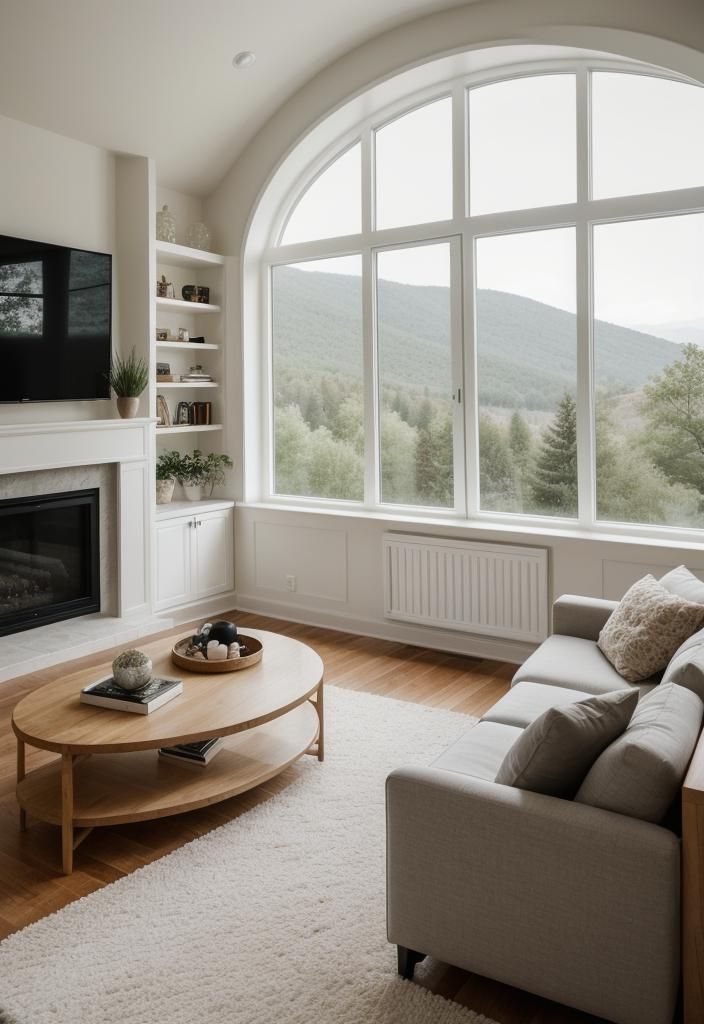 16. Round Window Shelving as a Stylish Accent