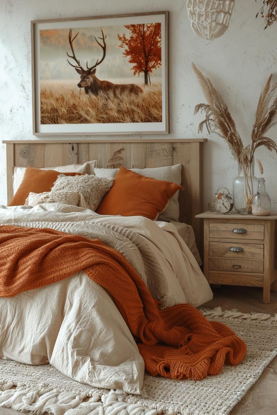 13. Autumnal Earthy Bedroom Decor