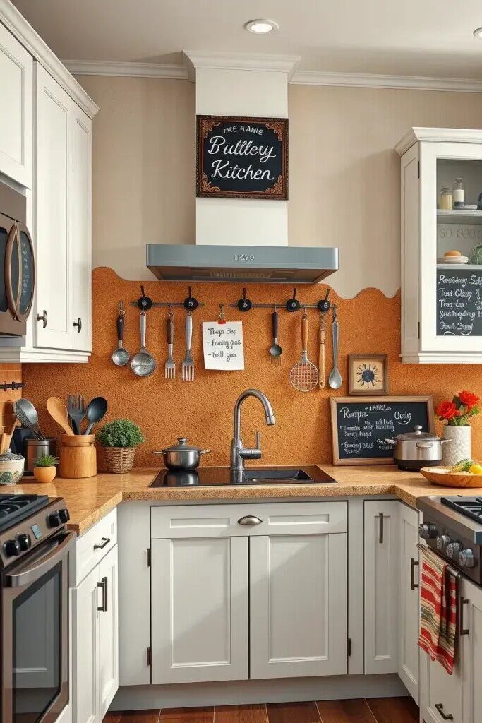 Textured Pinboard Backsplashes With Vintage Flair