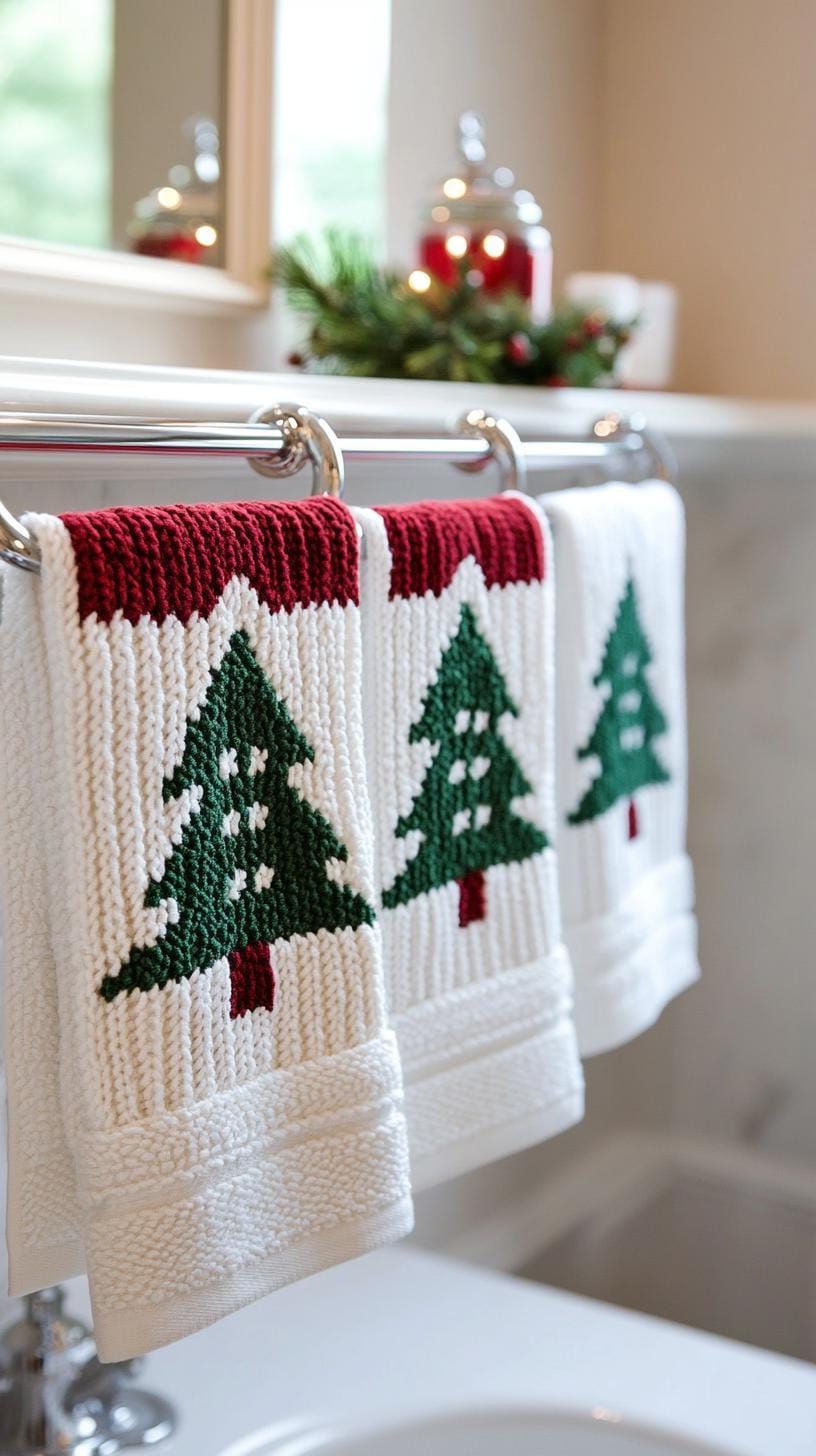 7. Christmas Tree Pattern Hand Towels - photo 2
