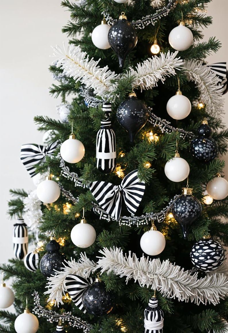 1. Chic Monochrome Christmas Tree Ideas
