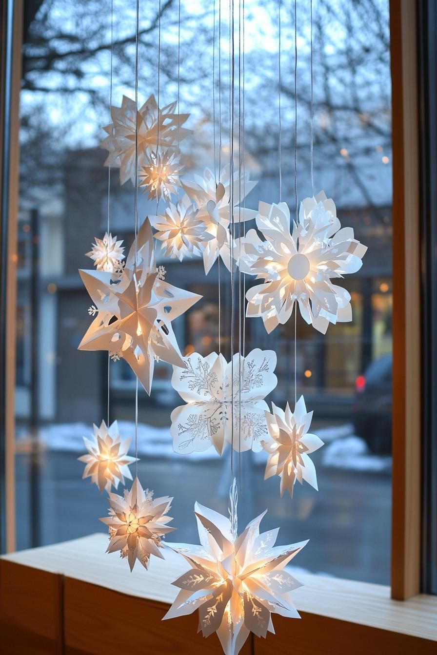 6. Creative Paper Snowflake Ceiling Ideas