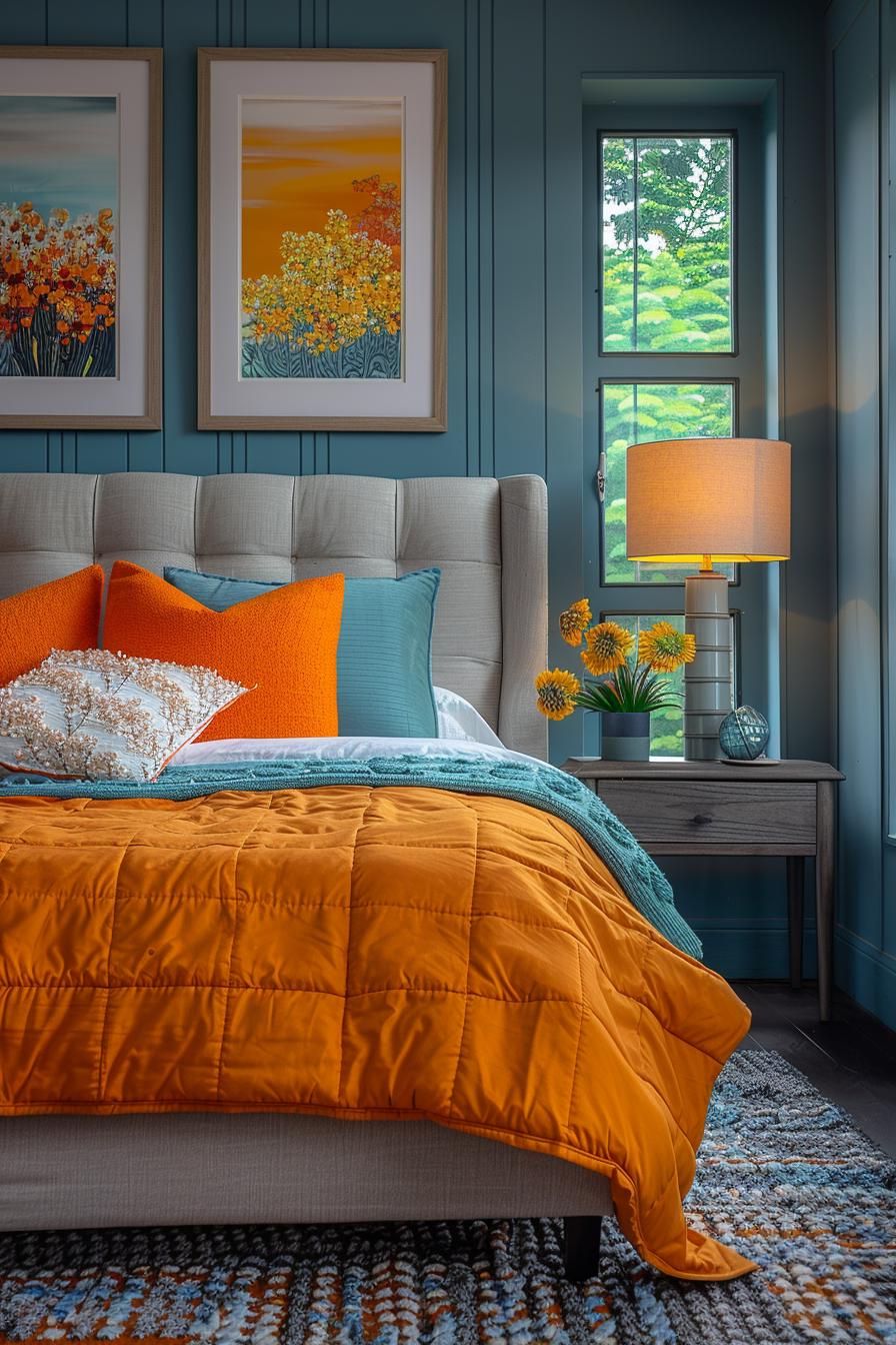 21. Bold Color Block Bedroom Design