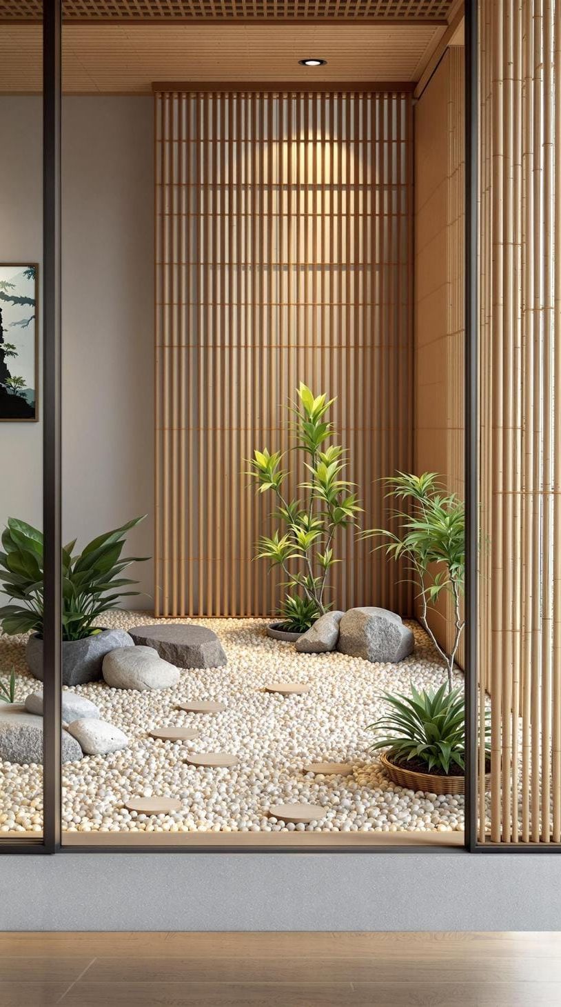 5. Zen Corner with Pea Gravel and Bamboo Dividers - photo 2