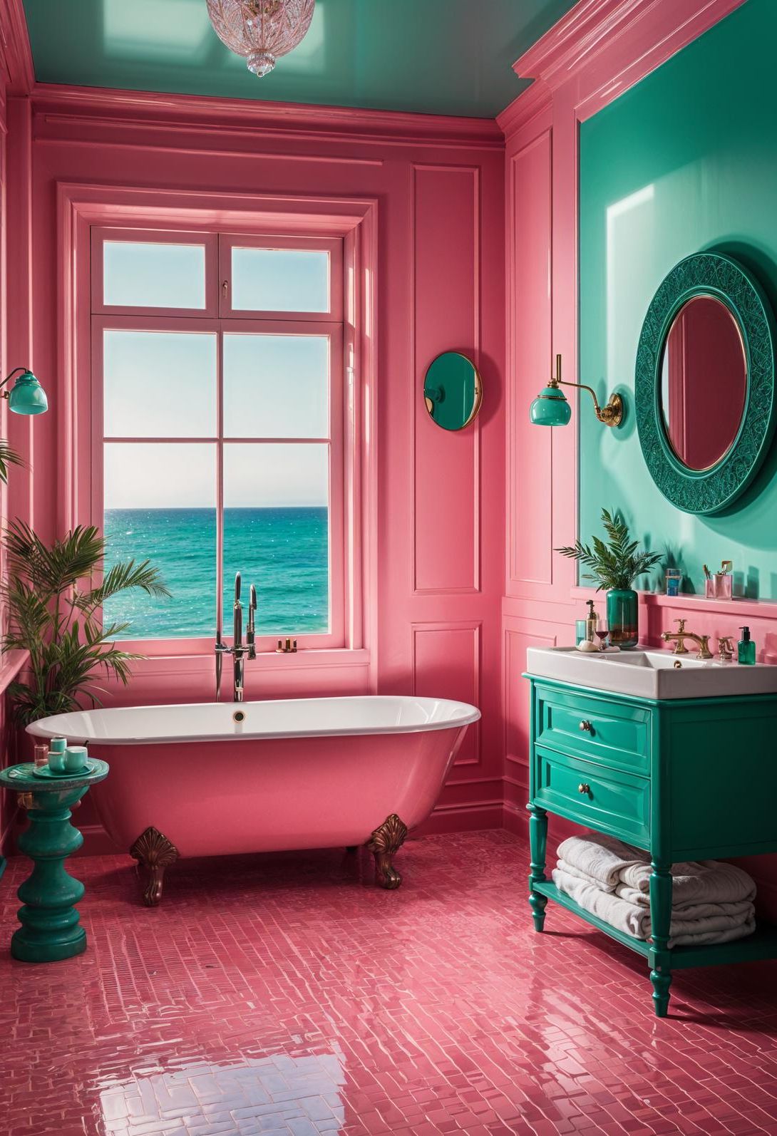 19. Pairing Pink and Turquoise for a Seaside Look