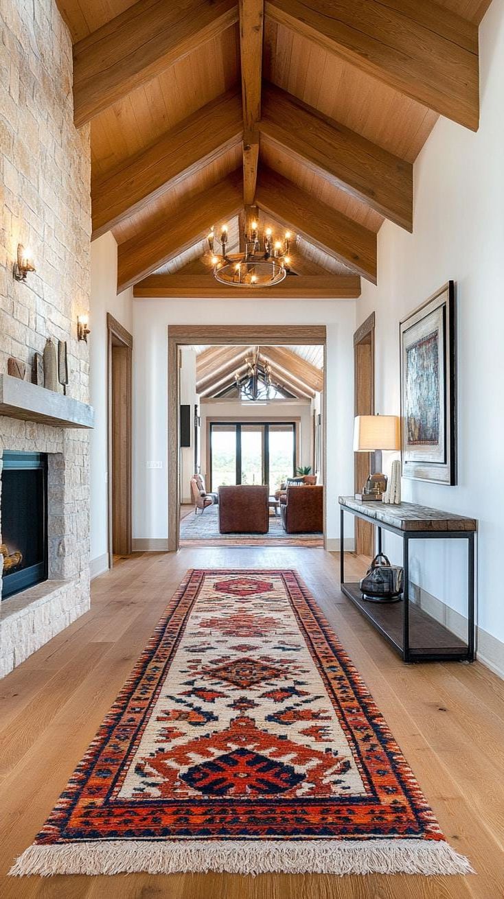 17. Hallway With Vintage Rugs and Exposed Beams - photo 2