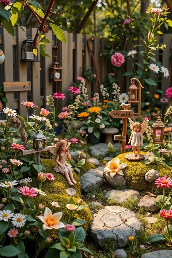 Colorful Flower Fairy Figurines Tucked Into the Blooms - photo 2